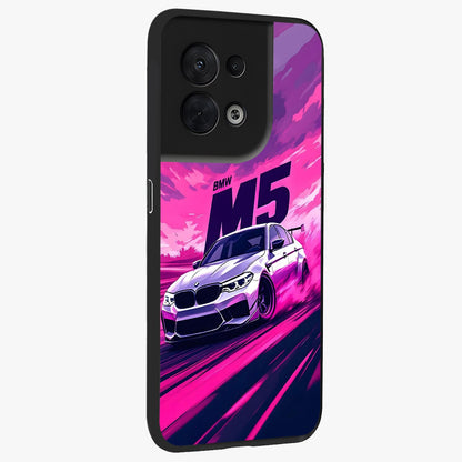 Velocity Drift Pulse Glass Case upright view showcasing powerful racing artwork with energetic motorsport theme.