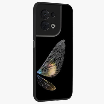 Whispers Of Wings Glass Case upright view showcasing elegant wing artwork with light airy theme.