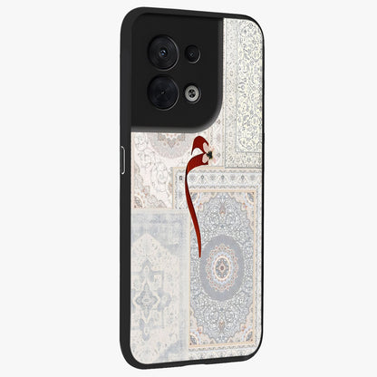 White Aesthetic Bow Glass Case upright view showcasing delicate ribbon bow artwork with cute minimalist theme.
