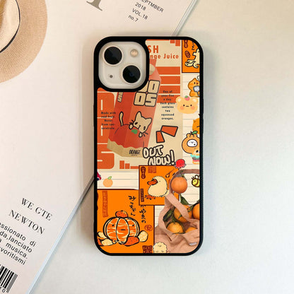 Orange aesthetic preppy Glass Case