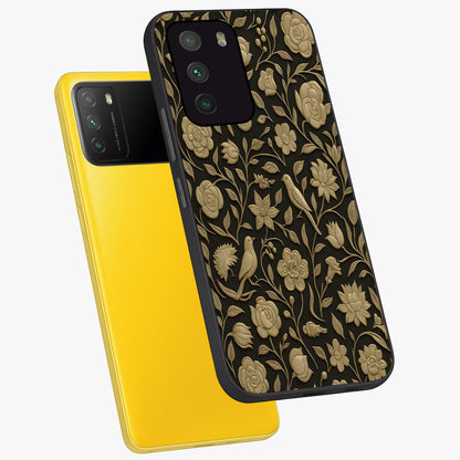 Golden Evil Eye Mandala Glass Case displayed in angled mockup highlighting protective evil eye symbol with golden mandala design.