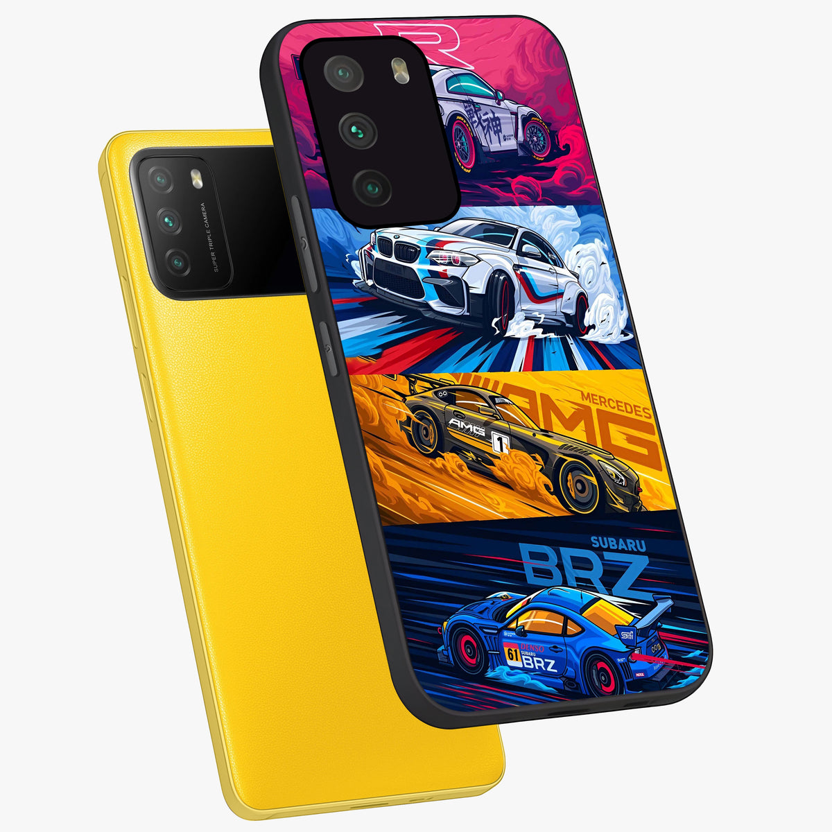 JDM Sports Car Glass Case displayed in angled mockup highlighting sleek Japanese racing car design with automotive aesthetic.