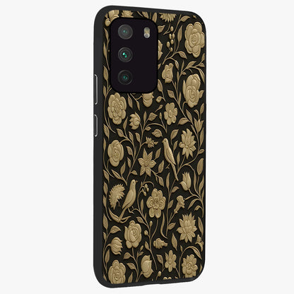 Golden Evil Eye Mandala Glass Case upright view showcasing decorative evil eye mandala artwork with spiritual aesthetic style.