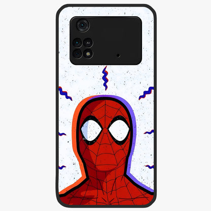 Omg Spiderman Glass Case showing flat back view with bold superhero inspired artwork and glossy glass finish.