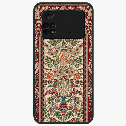 Persian Inspired Glass Case showing flat back view with ornate Persian style pattern artwork and glossy glass finish.