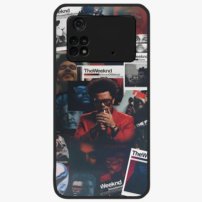 The Weeknd Glass Case showing flat back view with music inspired artistic portrait artwork and glossy glass finish.