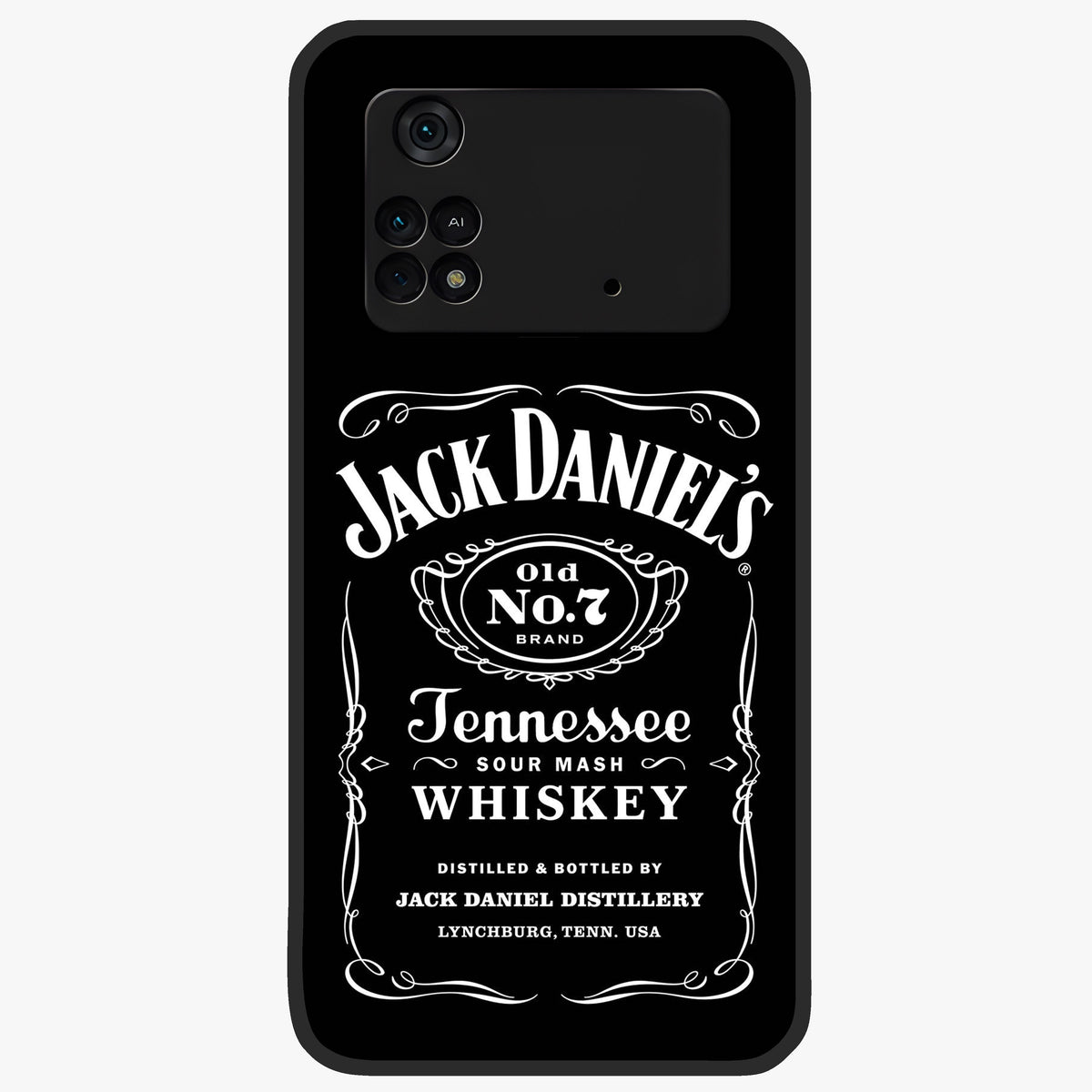 Vintage Whiskey Heritage Glass Case showing flat back view with classic whiskey inspired artwork and glossy glass finish.