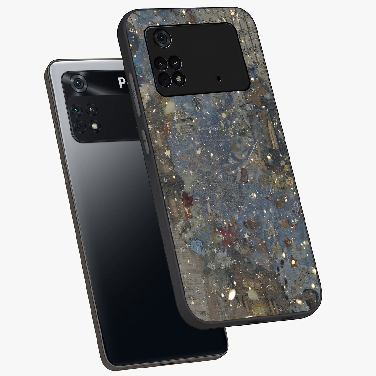 Aesthetic Astrolophia Glass Case displayed in angled mockup highlighting artistic aesthetic elements and smooth glass surface.