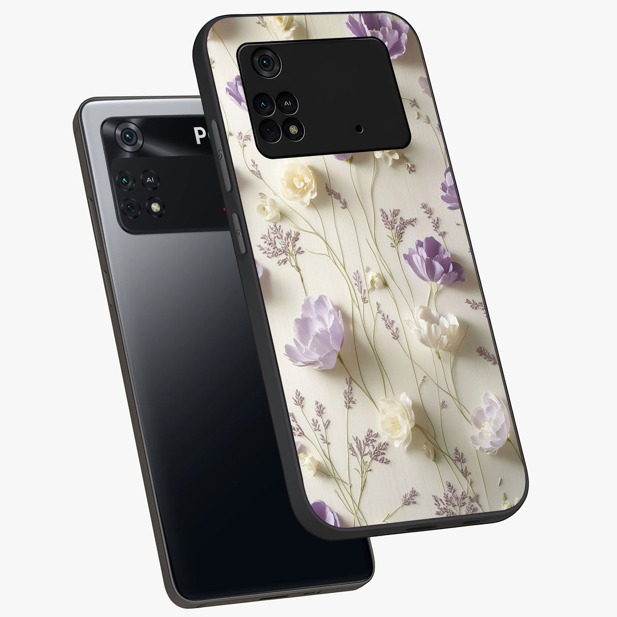 Lilac Breeze Harmony Glass Case displayed in angled mockup highlighting calm lilac breeze design with soothing aesthetic style.