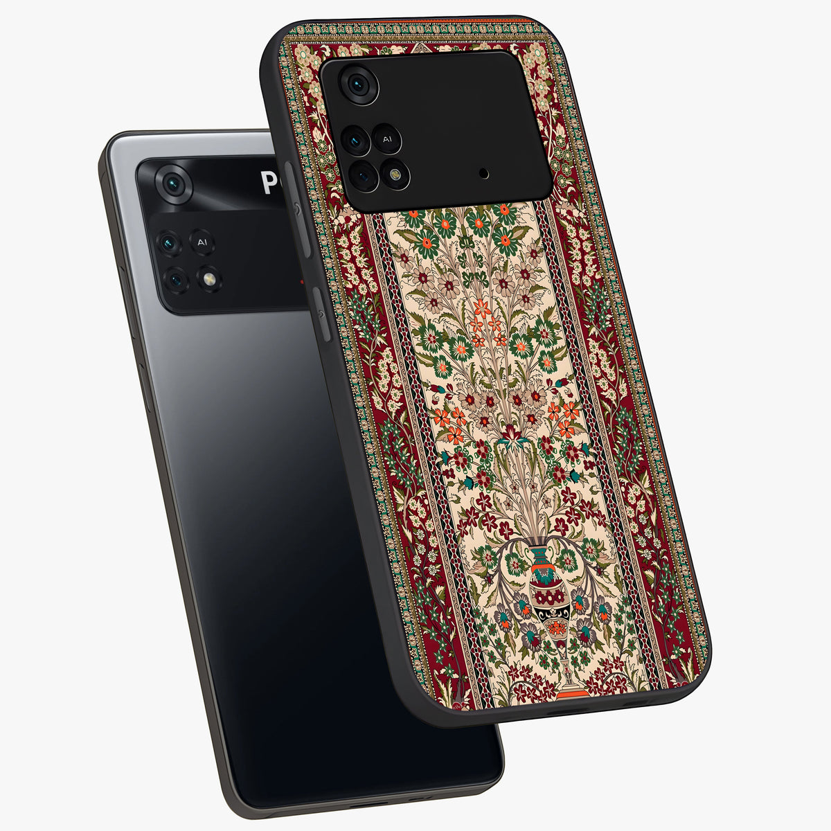 Persian Inspired Glass Case displayed in angled mockup highlighting intricate traditional design with elegant cultural aesthetic.