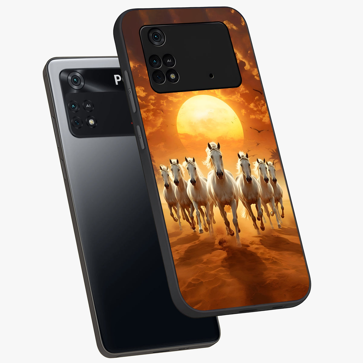 Wild Sunset Majesty Glass Case displayed in angled mockup highlighting vibrant sunset sky design with scenic aesthetic.