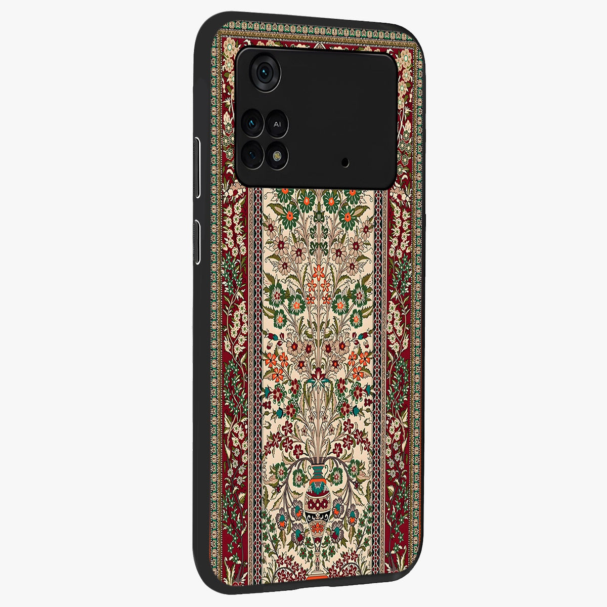 Persian Inspired Glass Case upright view showcasing decorative Persian artwork with rich heritage theme.