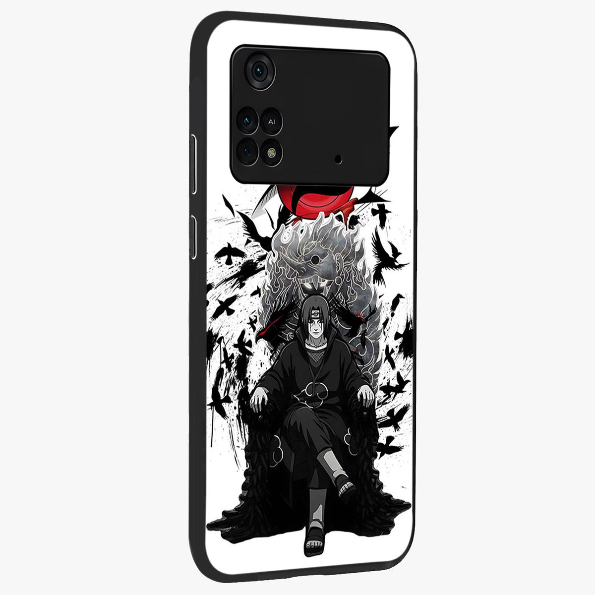 Uchiha Shadow Throne Glass Case upright view showcasing magical underwater galaxy artwork with vibrant cosmic theme.