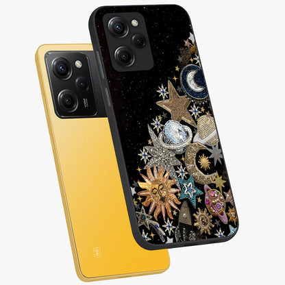 Cosmic Sparkle Dreams Glass Case displayed in angled mockup highlighting dreamy star sparkle design with celestial aesthetic.