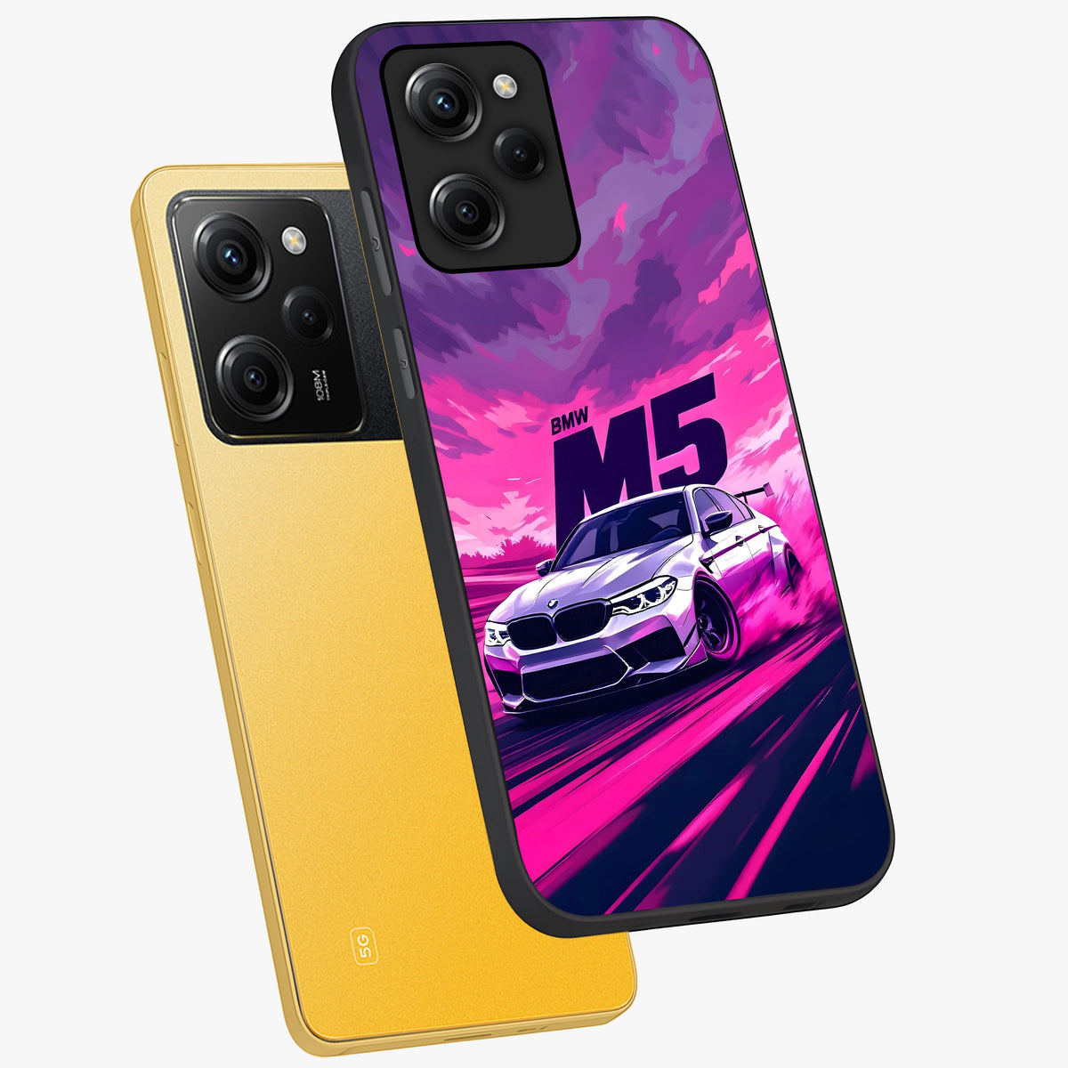 Velocity Drift Pulse Glass Case displayed in angled mockup highlighting dynamic drift design with sporty automotive aesthetic.