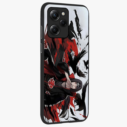 Crimson Crow Illusion Glass Case upright view showcasing striking crow illusion artwork with intense crimson theme.