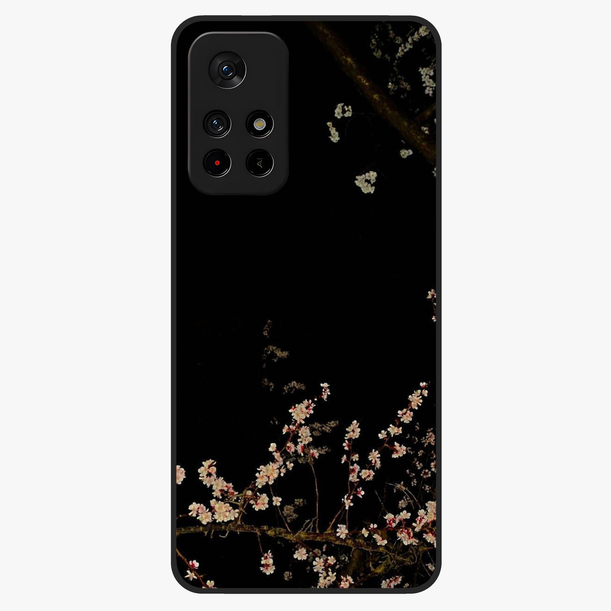 Petal Moon Light With Custom Name Glass Case showing flat back view with floral moonlight artwork and personalized name design.