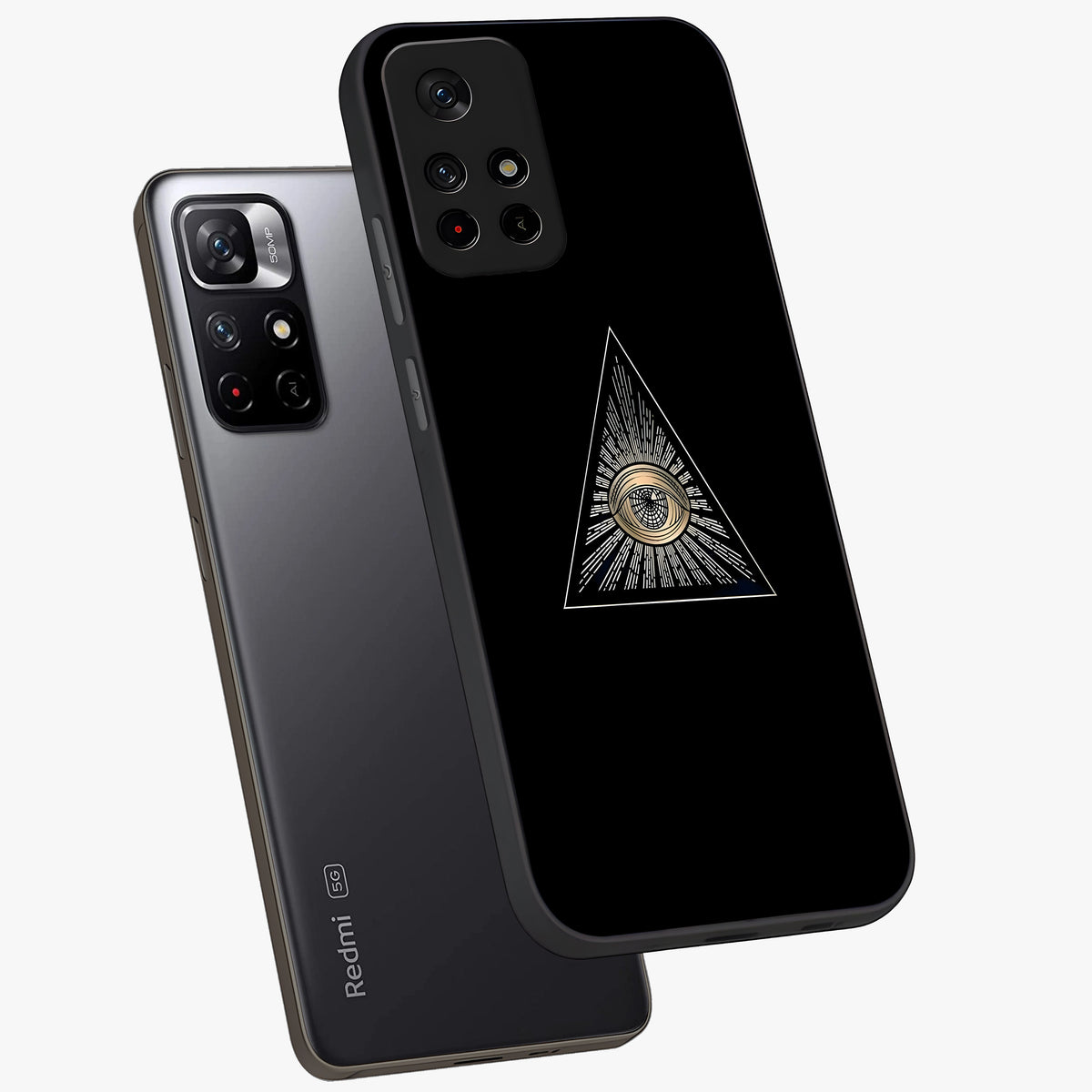 Illuminati Evil Glass Case displayed in angled mockup highlighting dark occult inspired design with bold aesthetic style.