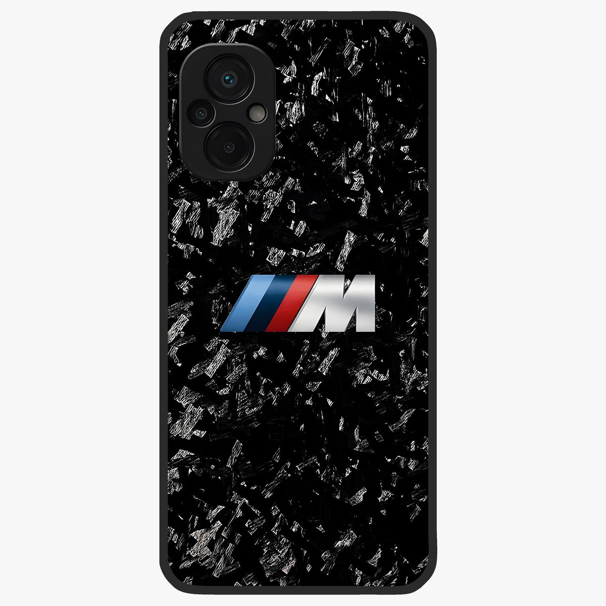 Carbon Speed Mark Glass Case showing flat back view with sporty carbon pattern artwork and glossy glass finish.