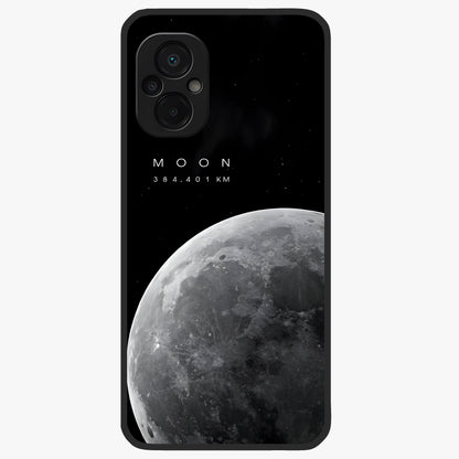 Cosmic Moon Glow Glass Case showing flat back view with glowing moon artwork and glossy glass finish.
