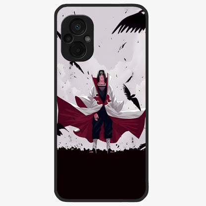 Crimson Crow Ascension Glass Case showing flat back view with mystical crow artwork and glossy glass finish.