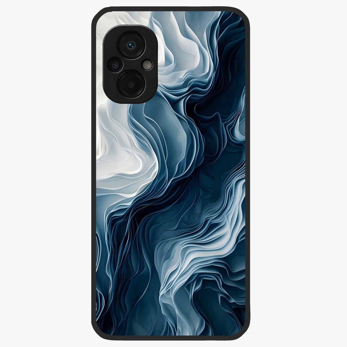 Ethereal Paper Marble Glass Case showing flat back view with soft marble paper texture artwork and glossy glass finish.