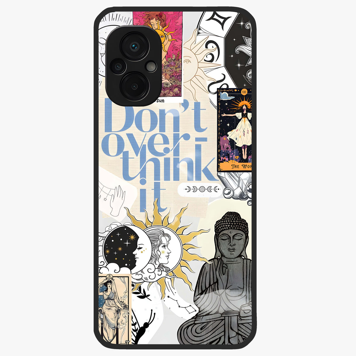 Ethereal Thoughts Glass Case showing flat back view with dreamy artistic artwork and glossy glass finish.