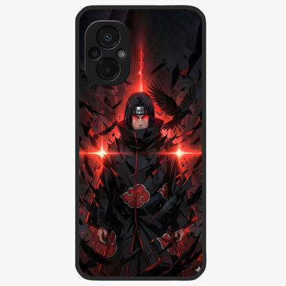 Focused Blade Discipline Glass Case showing flat back view with warrior sword themed artwork and glossy glass finish.