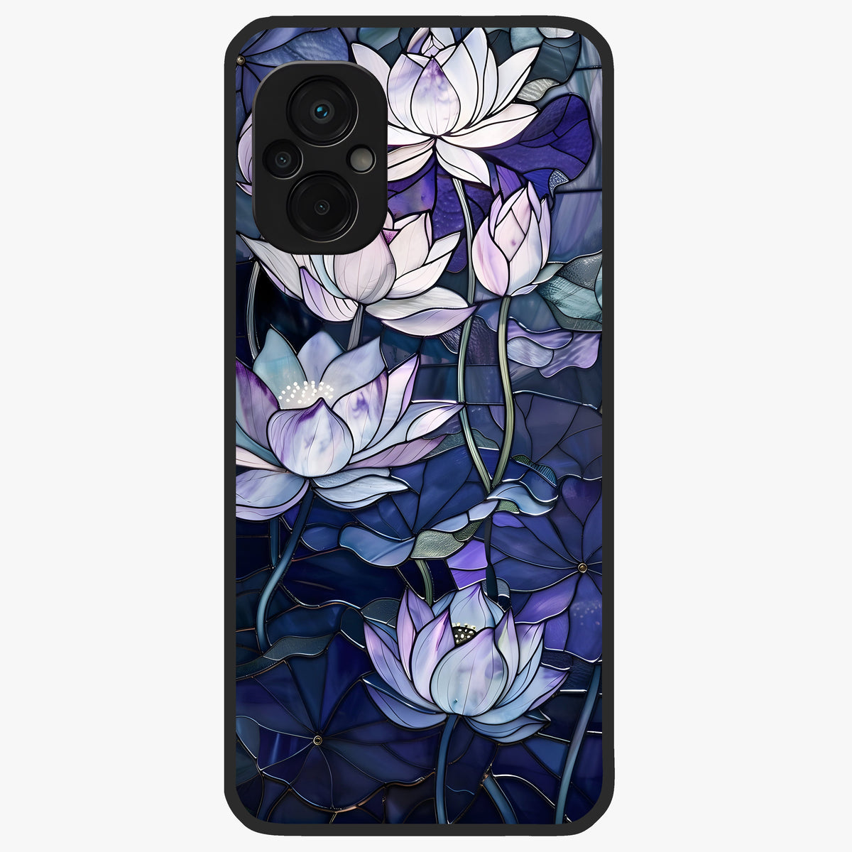 Gloss Petal Rush Glass Case showing flat back view with glossy flower petal artwork and smooth glass finish.