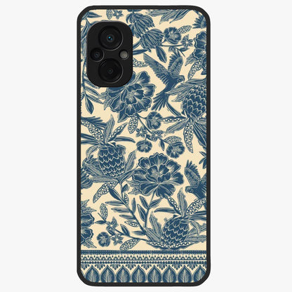 Heirloom Wild Bloom Glass Case showing flat back view with vintage inspired wild flower artwork and glossy glass finish.