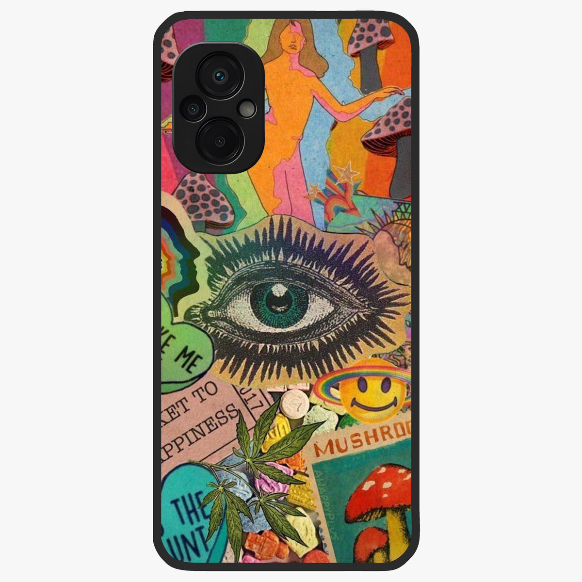 Mystic Eye Wonderland Glass Case showing flat back view with mystical eye themed artwork and glossy glass finish.