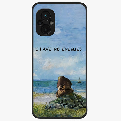 Peace Beyond War Glass Case showing flat back view with symbolic peace themed artwork and glossy glass finish.