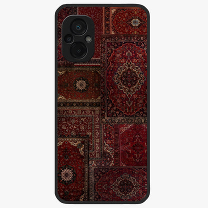 Persian Velvet Tale Glass Case showing flat back view with luxurious Persian velvet pattern artwork and glossy glass finish.