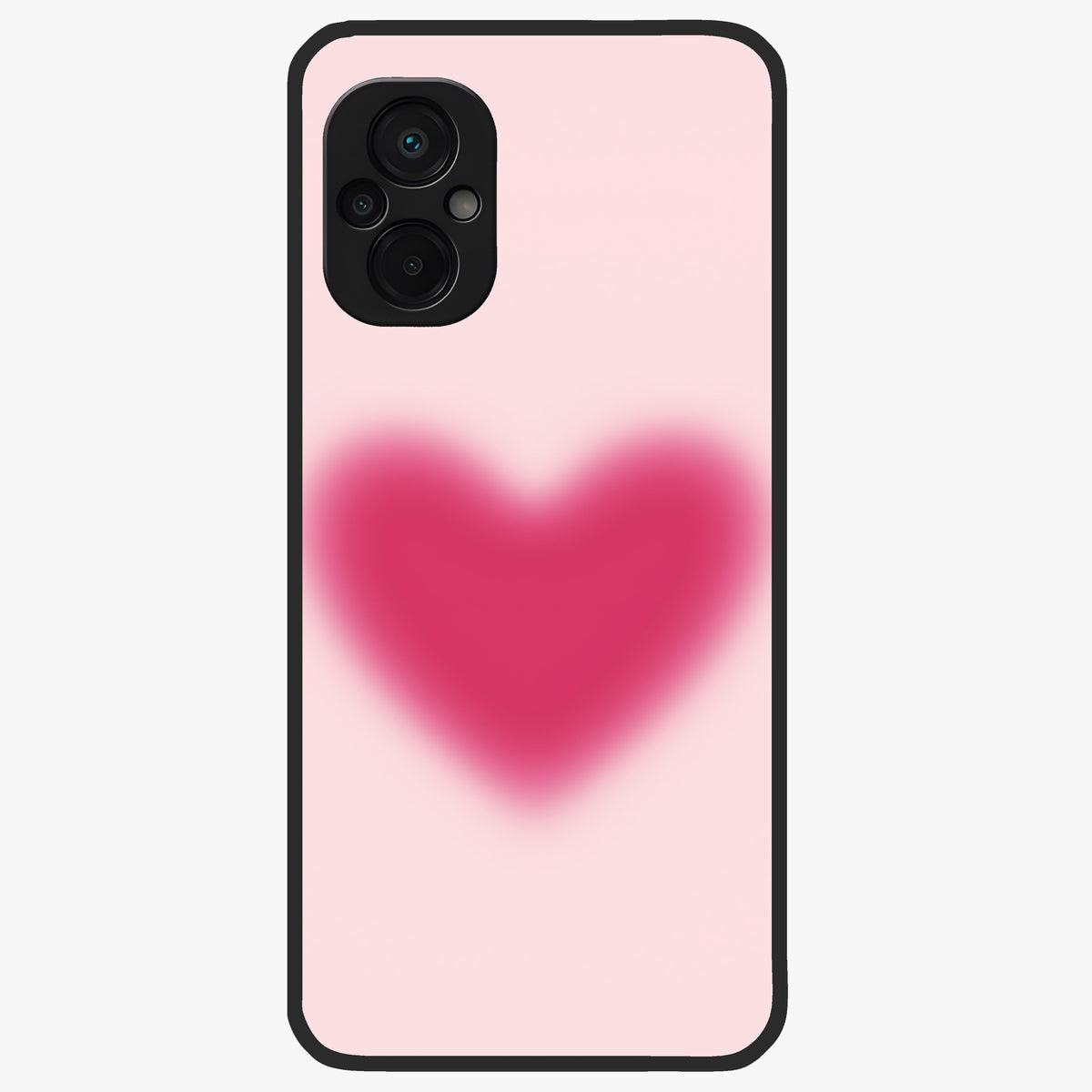 Pink Aura Heart Glass Case showing flat back view with glowing heart artwork and glossy glass finish.