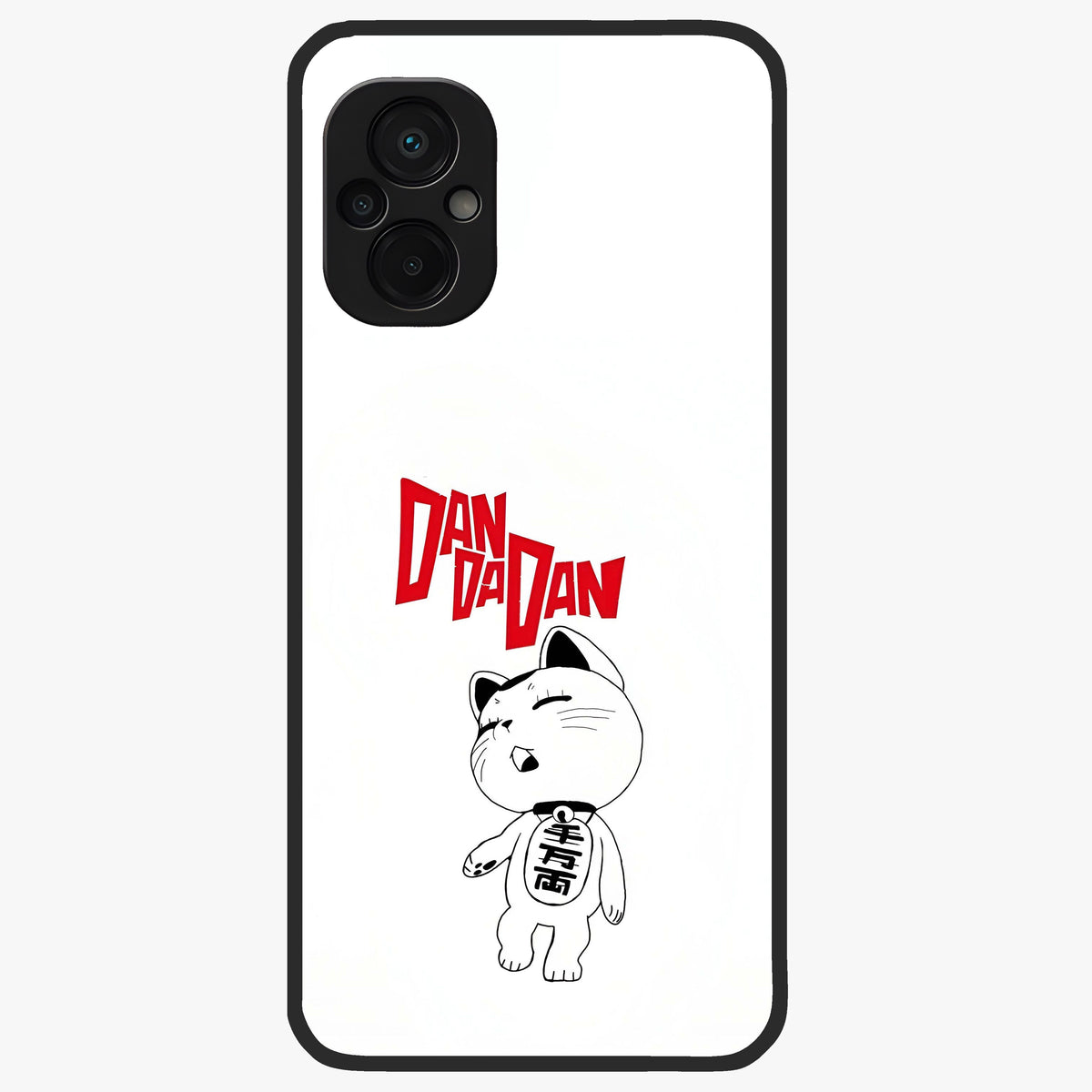 Playful Spirit Charm Glass Case showing flat back view with cheerful charm themed artwork and glossy glass finish.