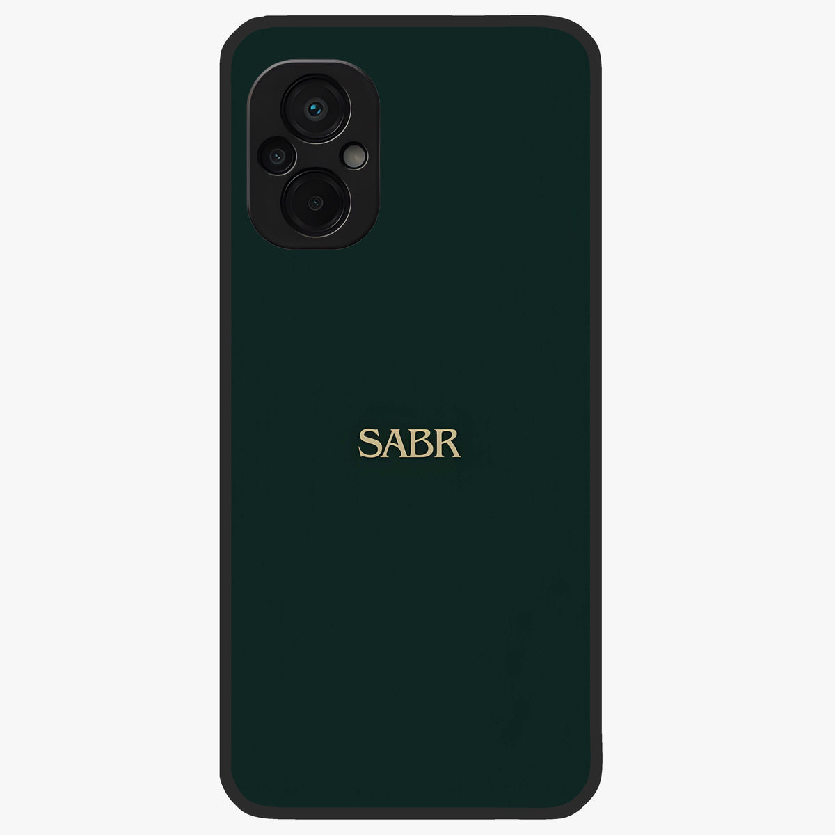 Sabr Minimal Patience Glass Case showing flat back view with minimalist typography artwork and glossy glass finish.