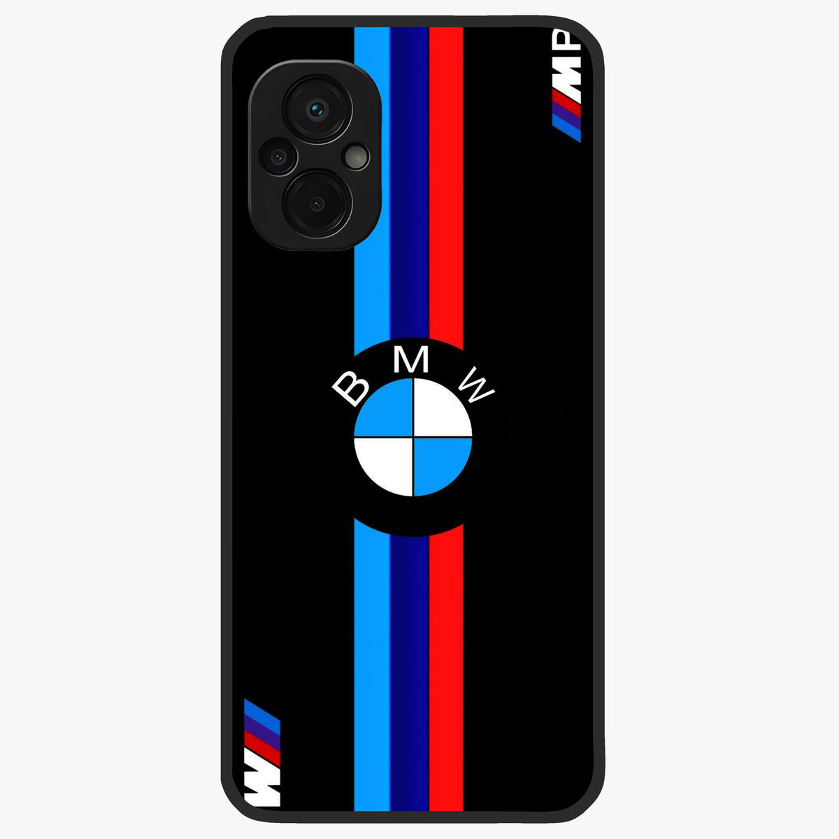 Turbo BMW Beast Glass Case showing flat back view with high performance sports car artwork and glossy glass finish.