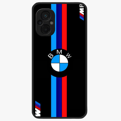 Turbo BMW Beast Glass Case showing flat back view with high performance sports car artwork and glossy glass finish.