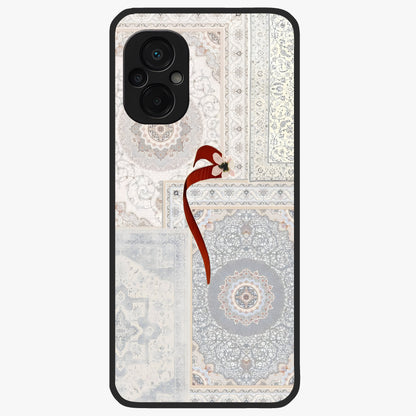 White Aesthetic Bow Glass Case showing flat back view with minimal bow artwork and glossy glass finish.