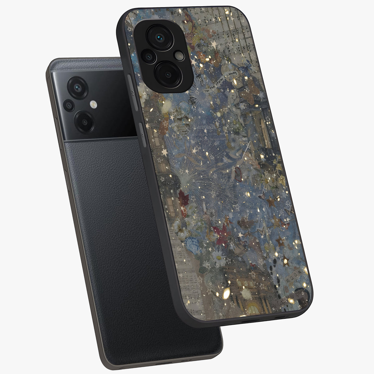 Aesthetic Astrolophia Glass Case displayed in angled mockup highlighting artistic aesthetic elements and smooth glass surface.