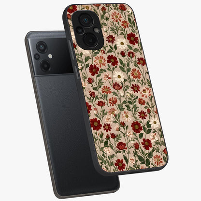 Biege Flower With Leaf Glass Case displayed in angled mockup highlighting minimal floral leaf design and elegant aesthetic.