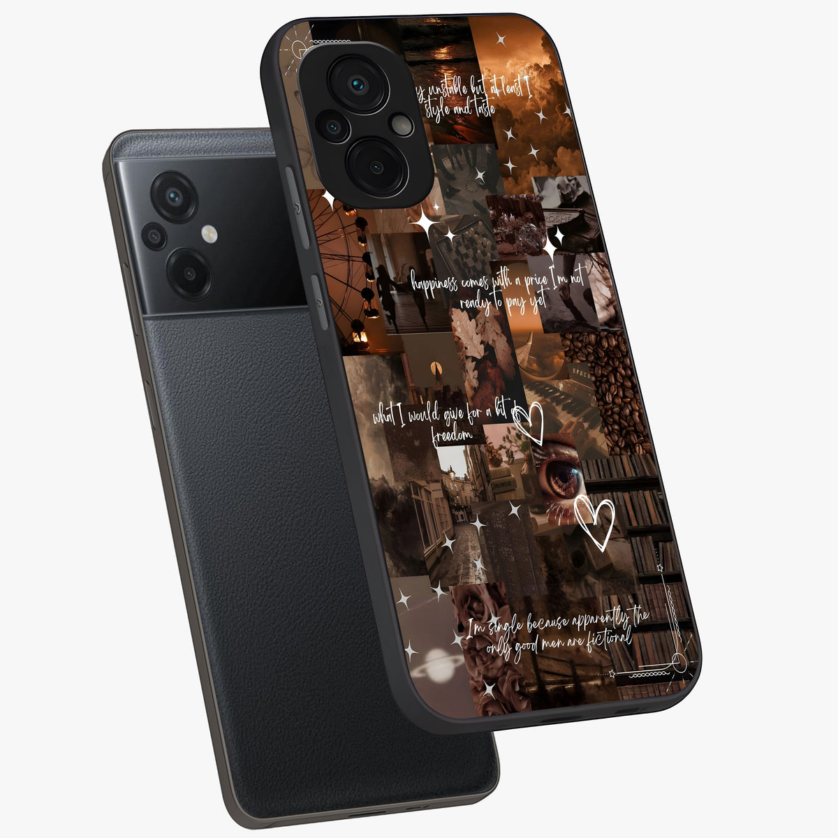 Bittersweet Aesthetic Chaos Glass Case displayed in angled mockup highlighting expressive abstract artwork and edgy aesthetic theme.