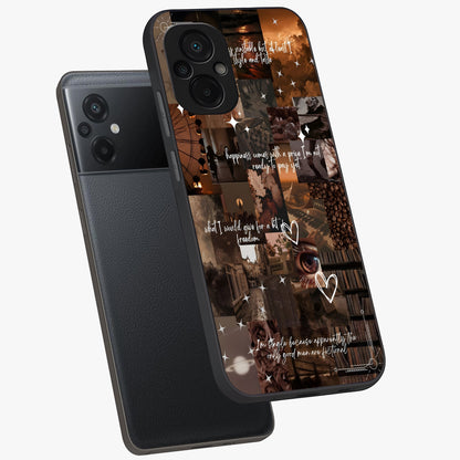 Bittersweet Aesthetic Chaos Glass Case displayed in angled mockup highlighting expressive abstract artwork and edgy aesthetic theme.
