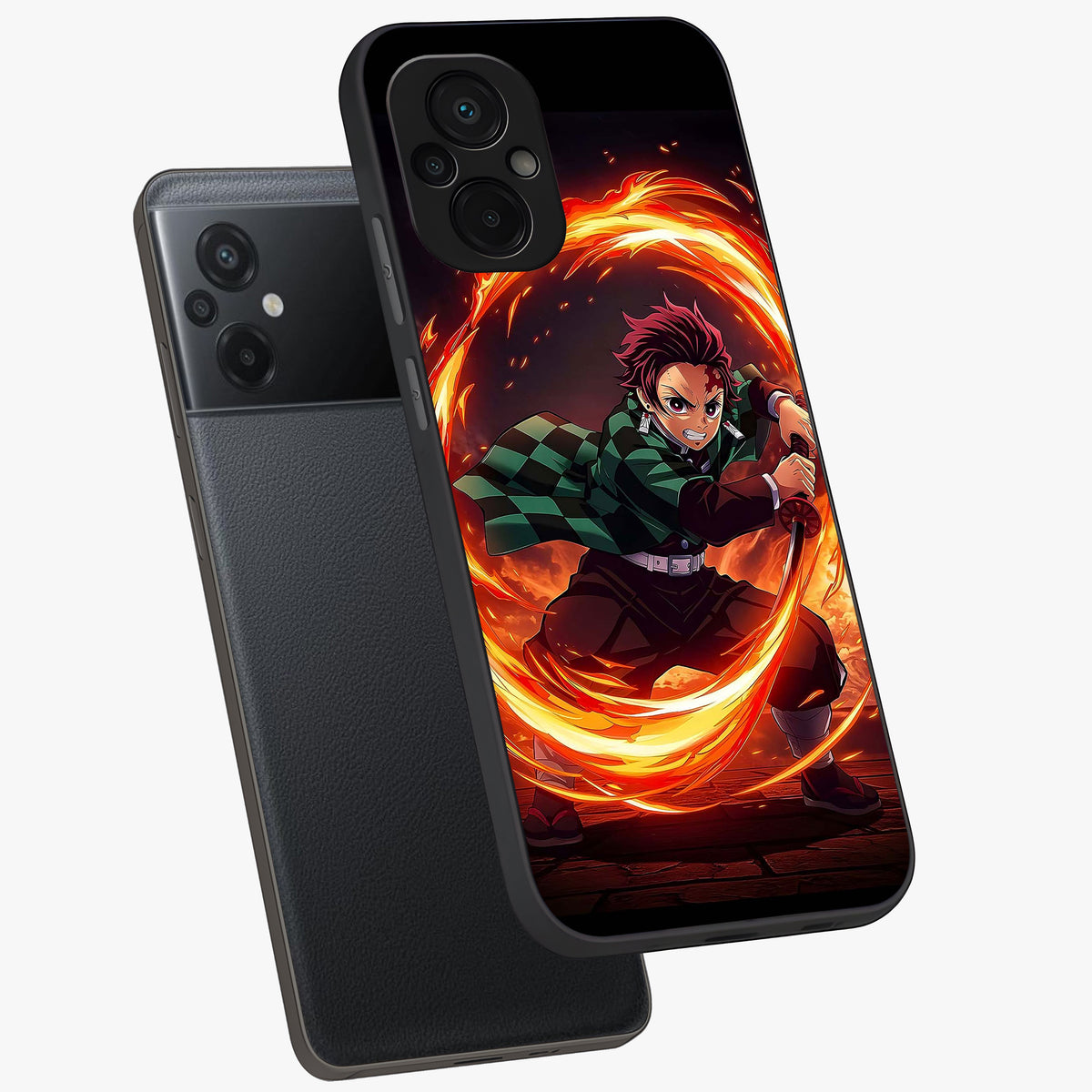 Blazing Sword Resolve Glass Case displayed in angled mockup highlighting powerful sword illustration and bold fantasy theme.