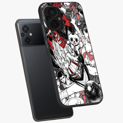Crimson Chaos Panel Glass Case displayed in angled mockup highlighting chaotic panel style design with modern graphic theme.