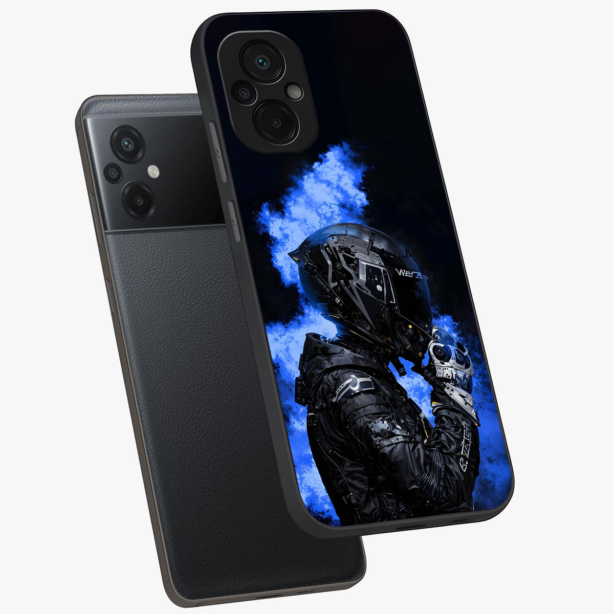 Cyber Sentinel Protocol Glass Case displayed in angled mockup highlighting digital cyber design with sci-fi aesthetic style.