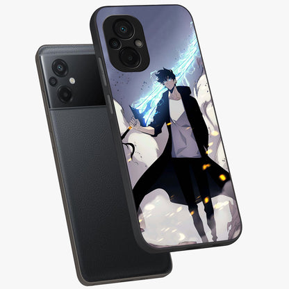 Dark Lightning Anime Warrior Glass Case displayed in angled mockup highlighting powerful lightning themed anime illustration.