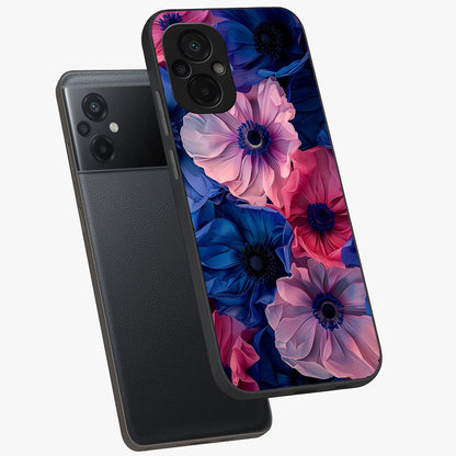 Flower Paper Art Pattern Glass Case displayed in angled mockup highlighting layered paper flower design with artistic aesthetic.