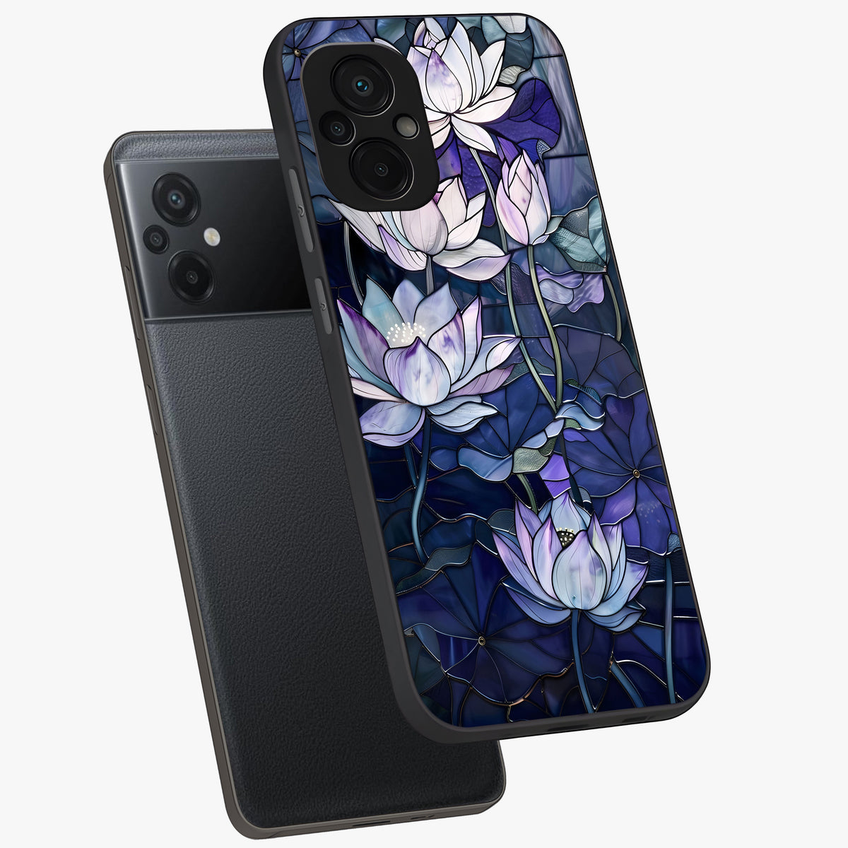 Gloss Petal Rush Glass Case displayed in angled mockup highlighting vibrant petal design with elegant floral aesthetic.