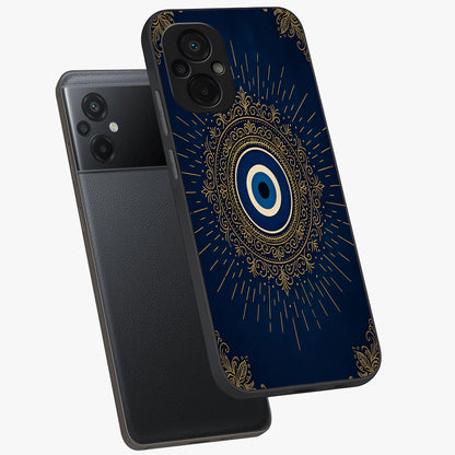 Golden Celestial Charm Glass Case displayed in angled mockup highlighting sparkling cosmic charm design with celestial aesthetic.